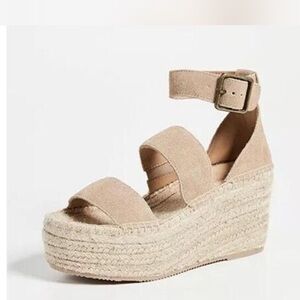 Soludos Beige Espadrille Wedge Sandals